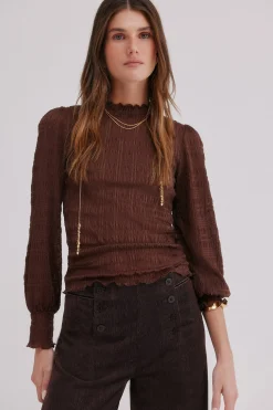Hoss Intropia Mafalda. Top fruncido Marron