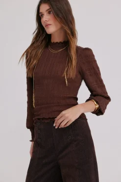 Hoss Intropia Mafalda. Top fruncido Marron