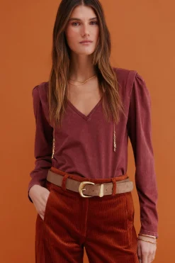 Hoss Intropia Maialen. Camiseta efecto lavado Granate New