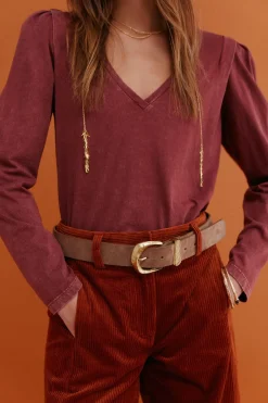 Hoss Intropia Maialen. Camiseta efecto lavado Granate New