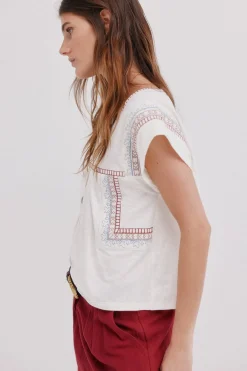 Hoss Intropia Malena. Camiseta bordada Beige