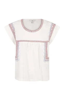 Hoss Intropia Malena. Camiseta bordada Beige