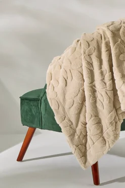 Textura Manta polar flores beige New