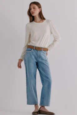 Hoss Intropia Margot. Camiseta con manga abullonada Beige New