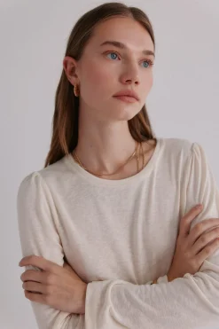 Hoss Intropia Margot. Camiseta con manga abullonada Beige New