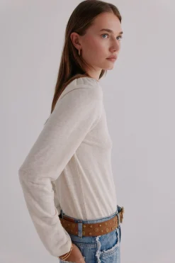 Hoss Intropia Margot. Camiseta con manga abullonada Beige New