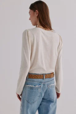 Hoss Intropia Margot. Camiseta con manga abullonada Beige New