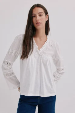 Hoss Intropia Marina. Camiseta bordada Blanco Hot