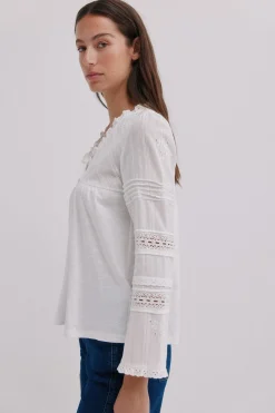 Hoss Intropia Marina. Camiseta bordada Blanco Hot