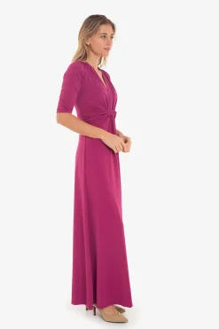 Cuplé Maxi vestido nudo frontal Fucsia New