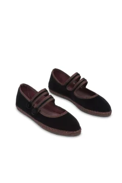 Flabelus Merceditas de terciopelo Negro Clearance