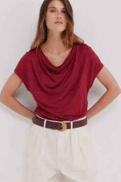 Hoss Intropia Mia. Camiseta drapeada Coral Best