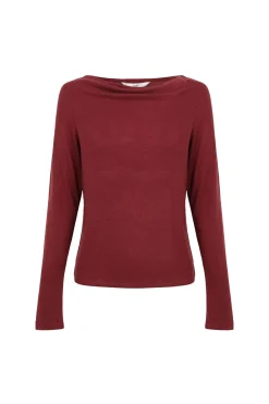 Hoss Intropia Mirta. Camiseta con escote drapeado Granate Discount