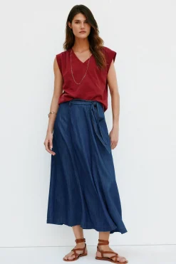 Hoss Intropia Mónica. Camiseta con pliegues Granate Outlet