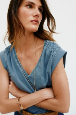 Hoss Intropia Mónica. Camiseta con pliegues Azul Best