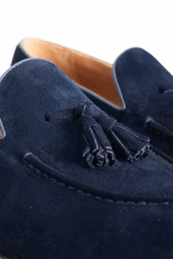 PuroEGO Mocasín borlas serraje piel Azul marino Sale