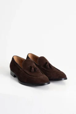 PuroEGO Mocasín borlas serraje piel Marr&oacute;n oscuro Clearance