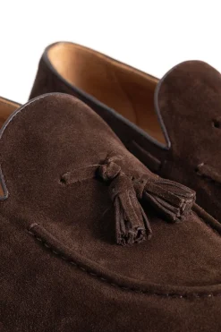 PuroEGO Mocasín borlas serraje piel Marr&oacute;n oscuro Clearance