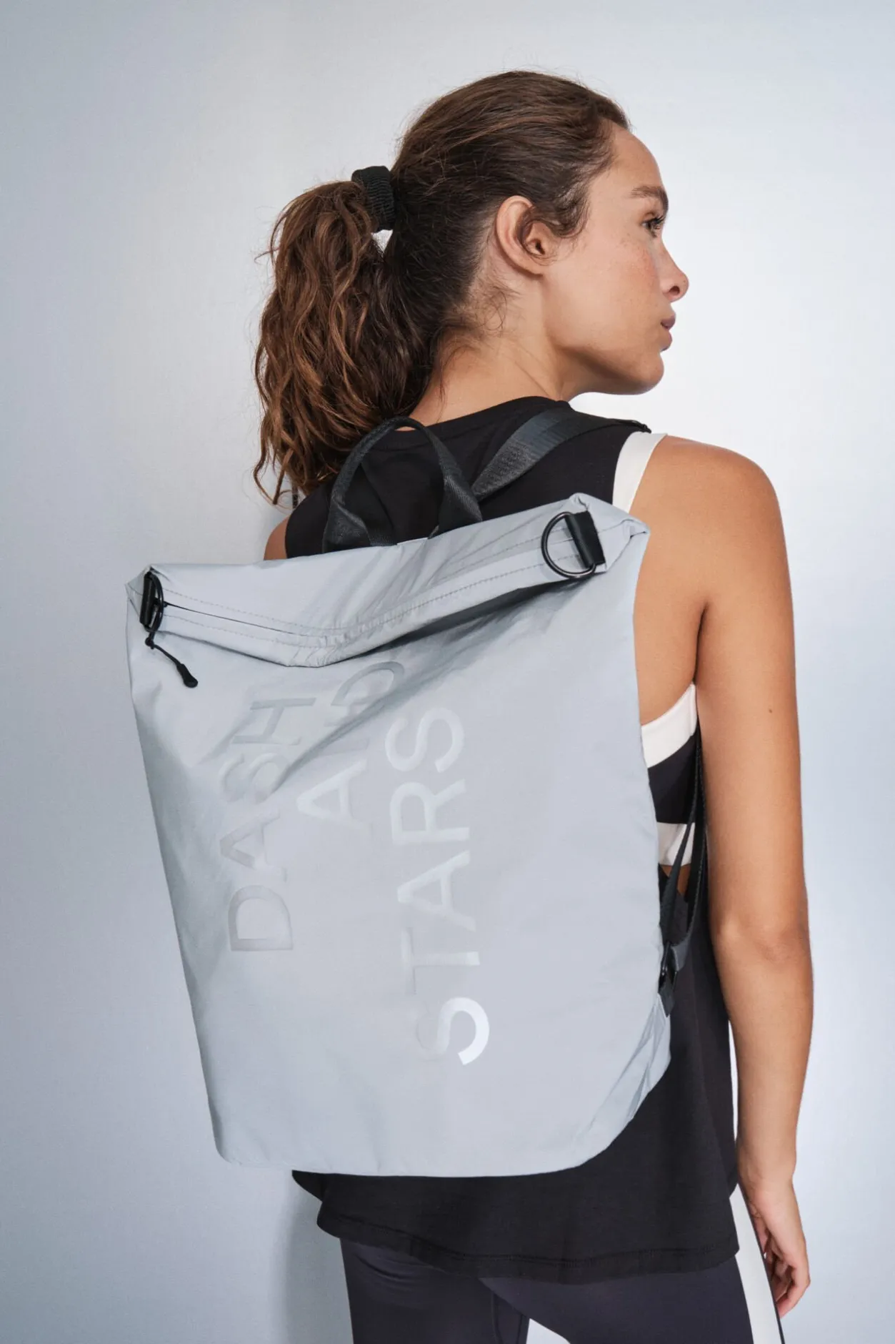 Dash and Stars Mochila multiposición nylon efecto metalizado gris Hot