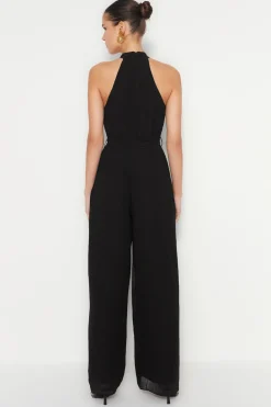 Trendyol Mono largo de gasa negro Discount