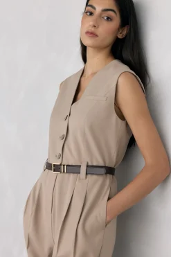 Pedro del Hierro Mono sastrero cinturón Beige Hot