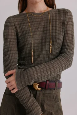 Hoss Intropia Nadine. Top estampado a rayas Kaki