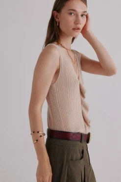 Hoss Intropia Nahia. Top con volante Beige Sale