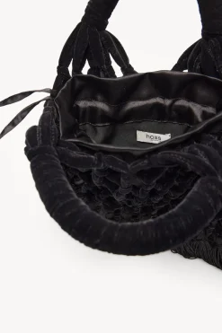 Hoss Intropia Naroa. Bolso de crochet de terciopelo Negro