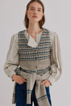 Hoss Intropia Nela. Chaleco tricot Estampado granate Discount