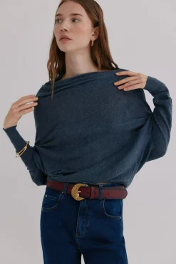 Hoss Intropia Nica. Jersey escote asimétrico Azul Outlet