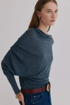 Hoss Intropia Nica. Jersey escote asimétrico Azul Outlet