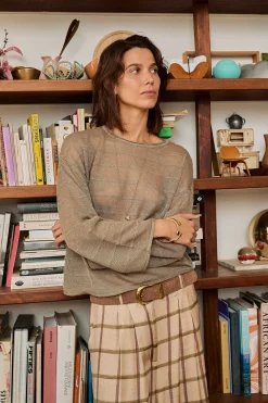 Hoss Intropia Nicole. Jersey con lentejuelas Kaki Sale