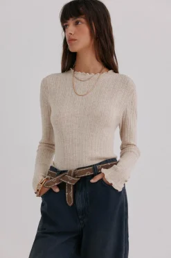 Hoss Intropia Nidia. Top con detalle de ondas Marfil Clearance