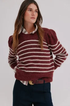 Hoss Intropia Ninnette. Jersey a rayas Granate Clearance