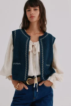 Hoss Intropia Nunzia. Chaleco bordado Azul Sale