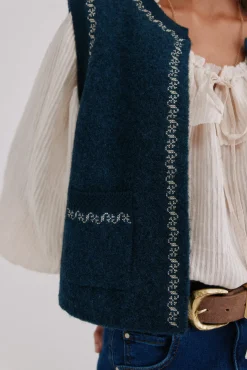 Hoss Intropia Nunzia. Chaleco bordado Azul Sale