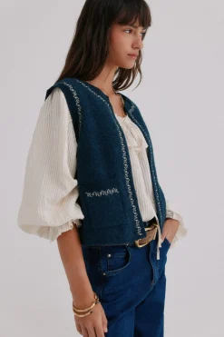 Hoss Intropia Nunzia. Chaleco bordado Azul Sale