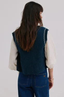 Hoss Intropia Nunzia. Chaleco bordado Azul Sale