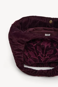 Hoss Intropia Nuria. Bolso hobo terciopelo bordado Granate Sale