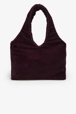 Hoss Intropia Nuria. Bolso hobo terciopelo bordado Granate Sale