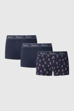 Pepe Jeans Pack 3 boxer cintura logo azul Sale