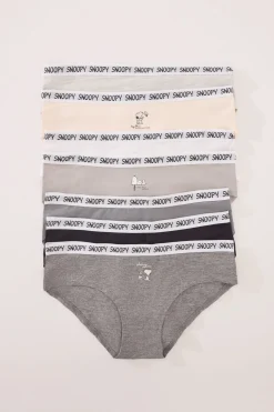 Women'secret Pack 7 bragas anchas algodón multicolor Snoopy estampado Best