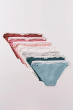 Women'secret Pack 7 bragas clásicas algodón encaje blanco Sale