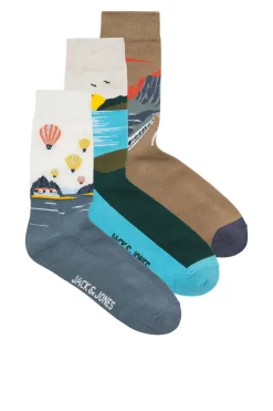Jack & Jones Pack 3 calcetines marr&oacute;n