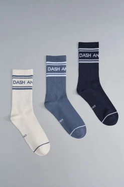 Dash and Stars Pack 3 calcetines algodón logo azul Sale