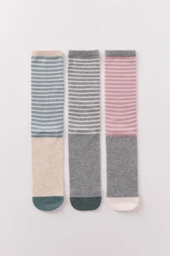 Women'secret Pack 3 calcetines largos rayas lurex estampado Sale