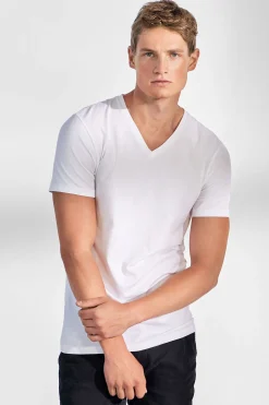 Bread & Boxers Pack 2 camisetas elásticas cuello pico blanco Hot