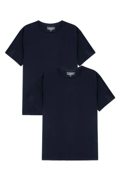 Bread & Boxers Pack 2 camisetas elásticas cuello caja algodón orgánico marino azul Online