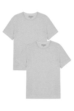 Bread & Boxers Pack 2 camisetas elásticas cuello caja algodón orgánico melange gris Discount