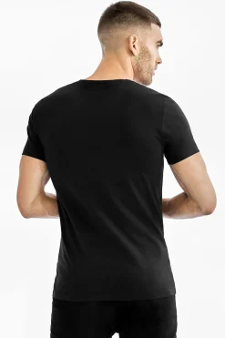 Bread & Boxers Pack 2 camisetas elásticas cuello pico negro Clearance